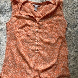Banana Republic Orange Cheetah Print Blouse